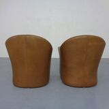 Set of Mid-Century German Leather Cocktail Chairs by Walter Knoll, 1960s