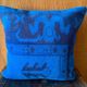 Vessel Motif Rug Cushion, Cobalt Navy Wool, Tribal Kilim Decor 20x20