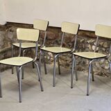 Set of 4 light yellow formica chairs