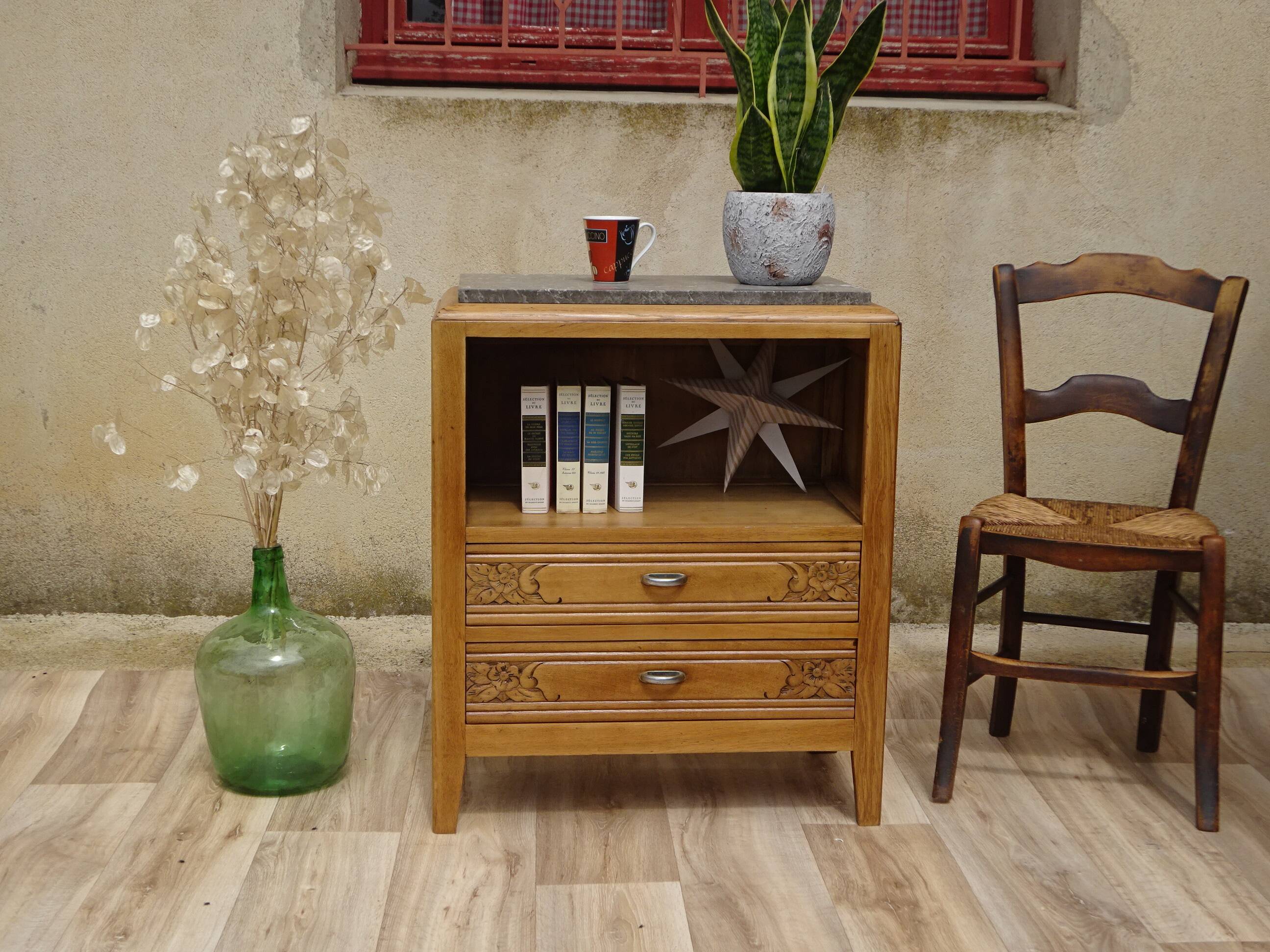 Large oak bedside cabinet