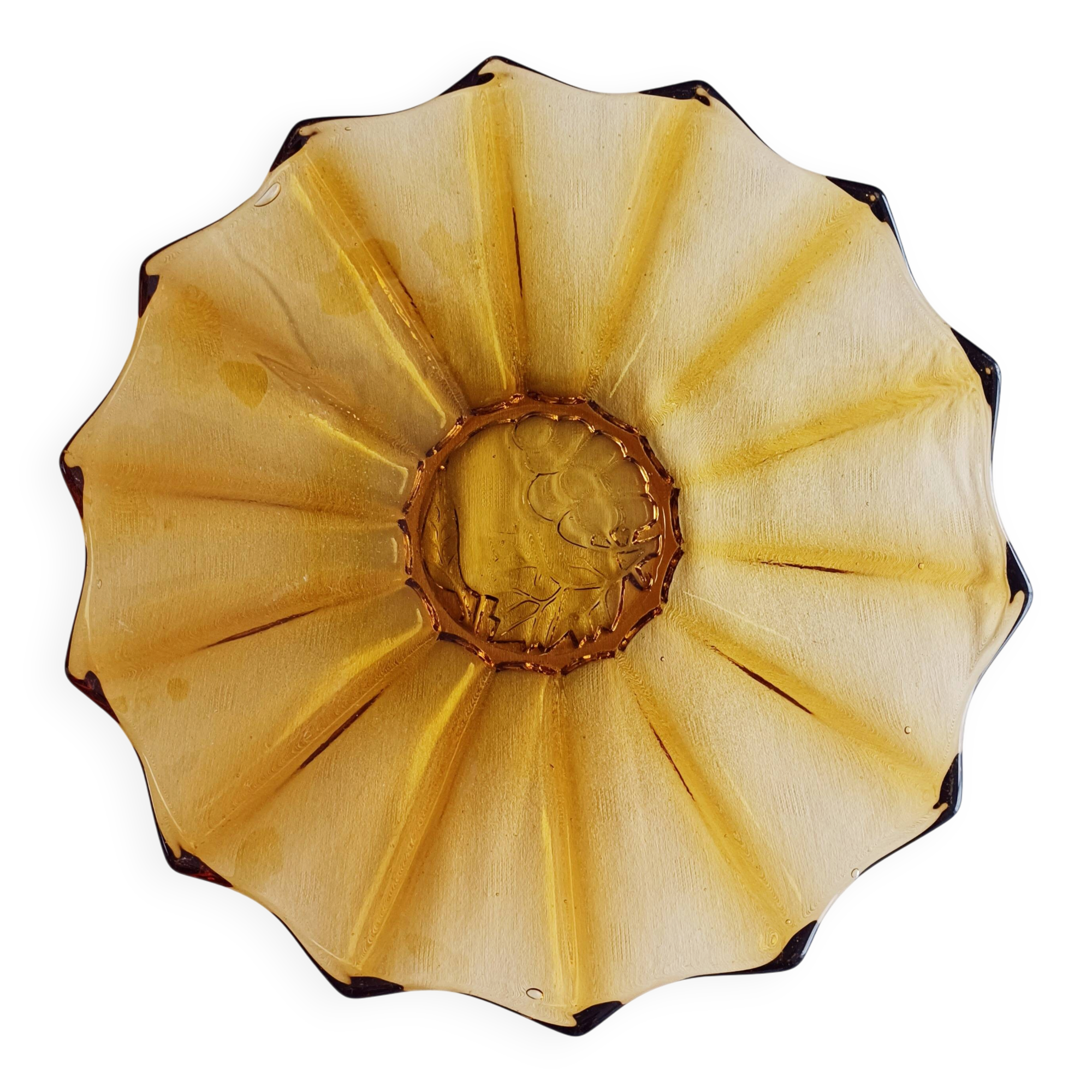Amber glass fruit bowl