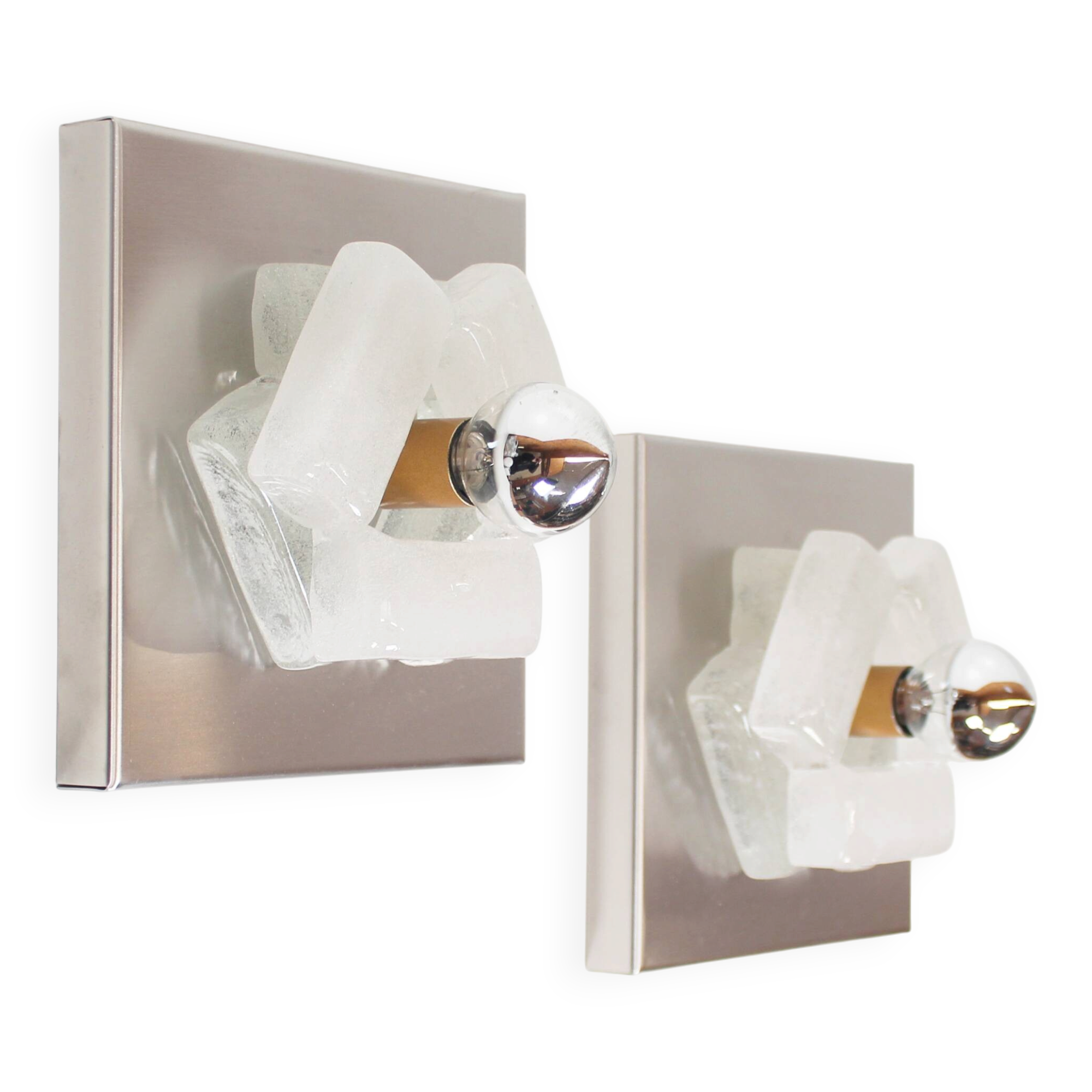 Paire de appliques murales en verre brutalistes par Albano Poli pour Poliarte, Italie 1970