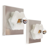 Paire de appliques murales en verre brutalistes par Albano Poli pour Poliarte, Italie 1970