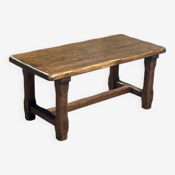 Table basse en bois massif, style brutaliste vintage