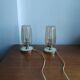 Pair of vintage 70s bedside lamps – Brushed brass, enamel & ribbed glass