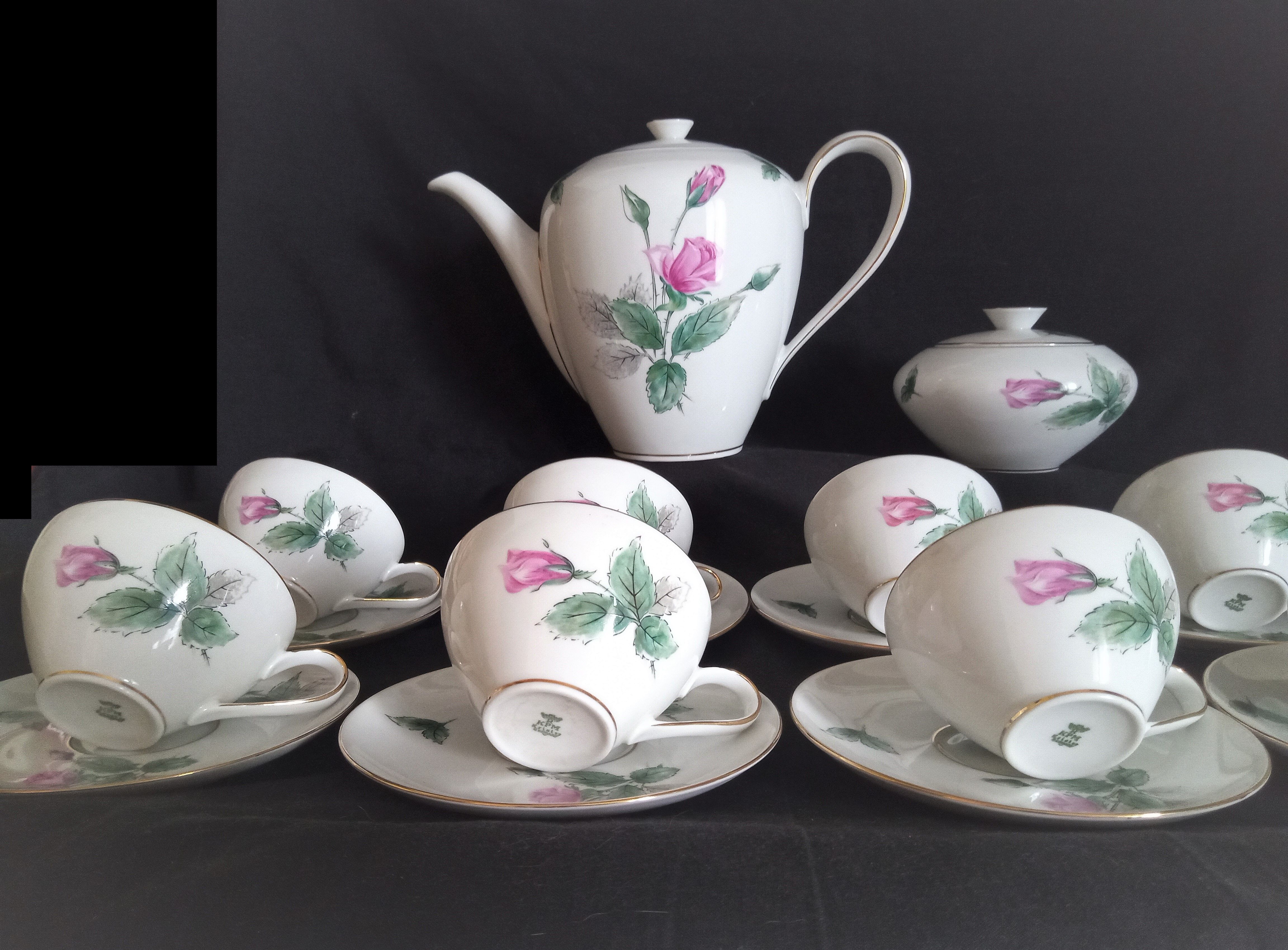 KPM Krister porcelain coffee service for 9 people, Germany