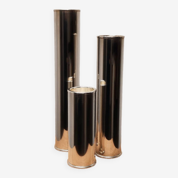 Wilkens modernist silver metal candle holders