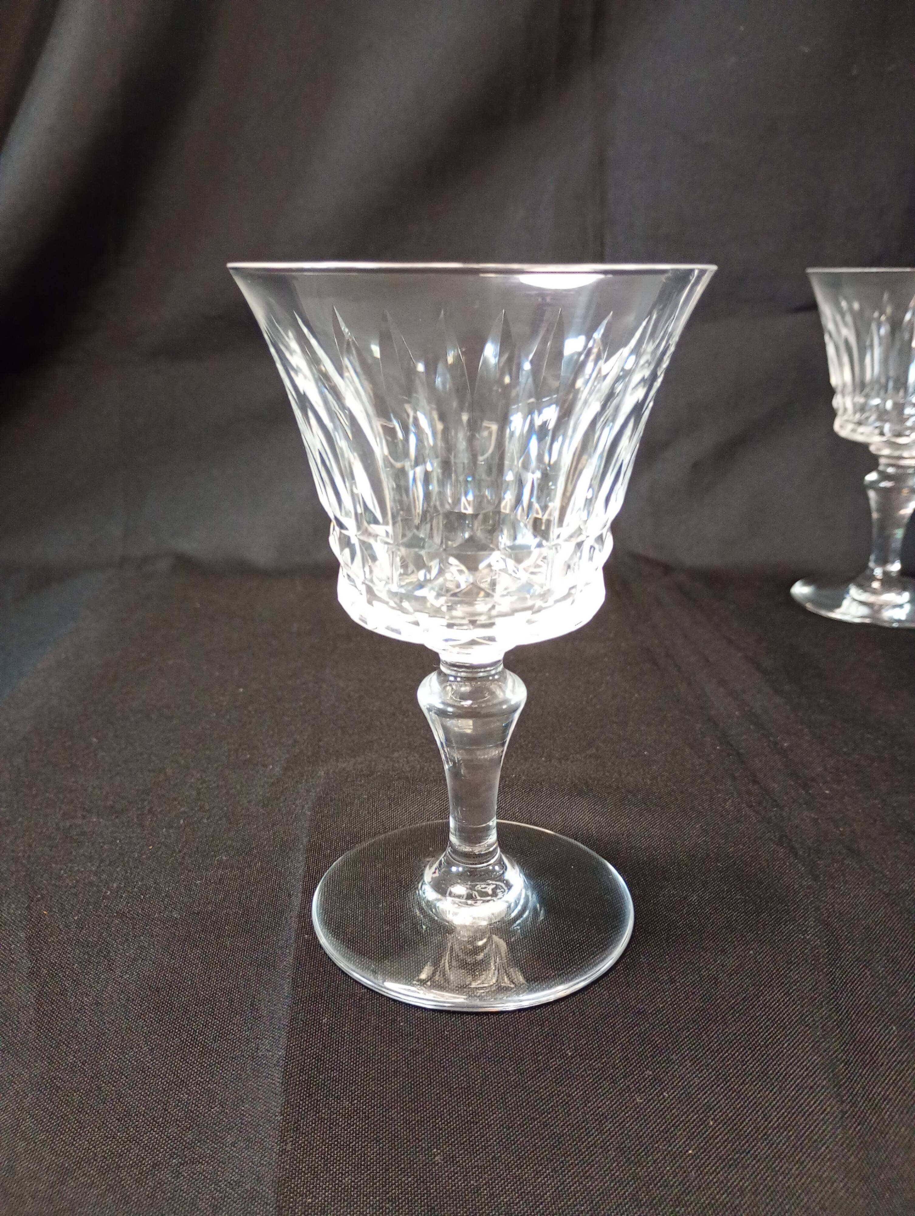 Set of 12 Baccarat Piccadilly Cut Crystal Red Wine Goblets