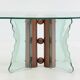 Vintage postmodern coffee table with wavy glass and wooden spheres