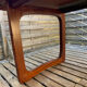Extendable teak table, sled base, vintage style.