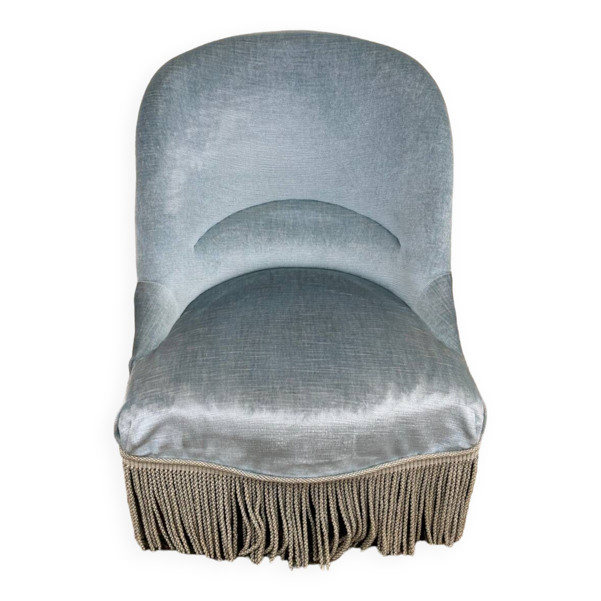 Sky blue velvet toad armchair