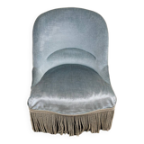 Fauteuil crapaud en velours bleu ciel