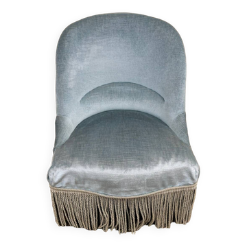 Sky blue velvet toad armchair