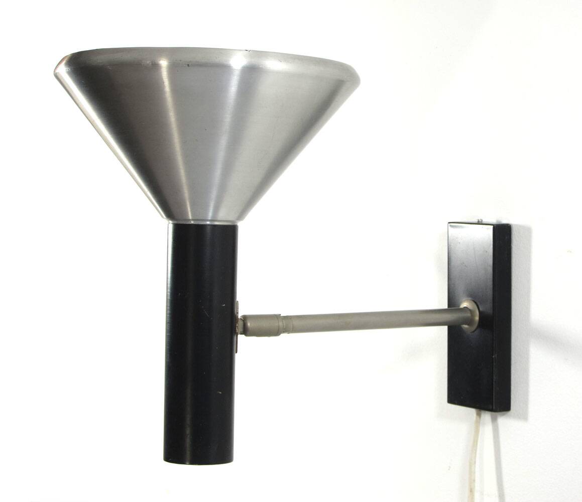RAAK 1960s Adjustable Wall Lamp in Black and Aluminium