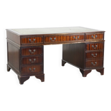 English style chesterfield desk with patina and a green leather top