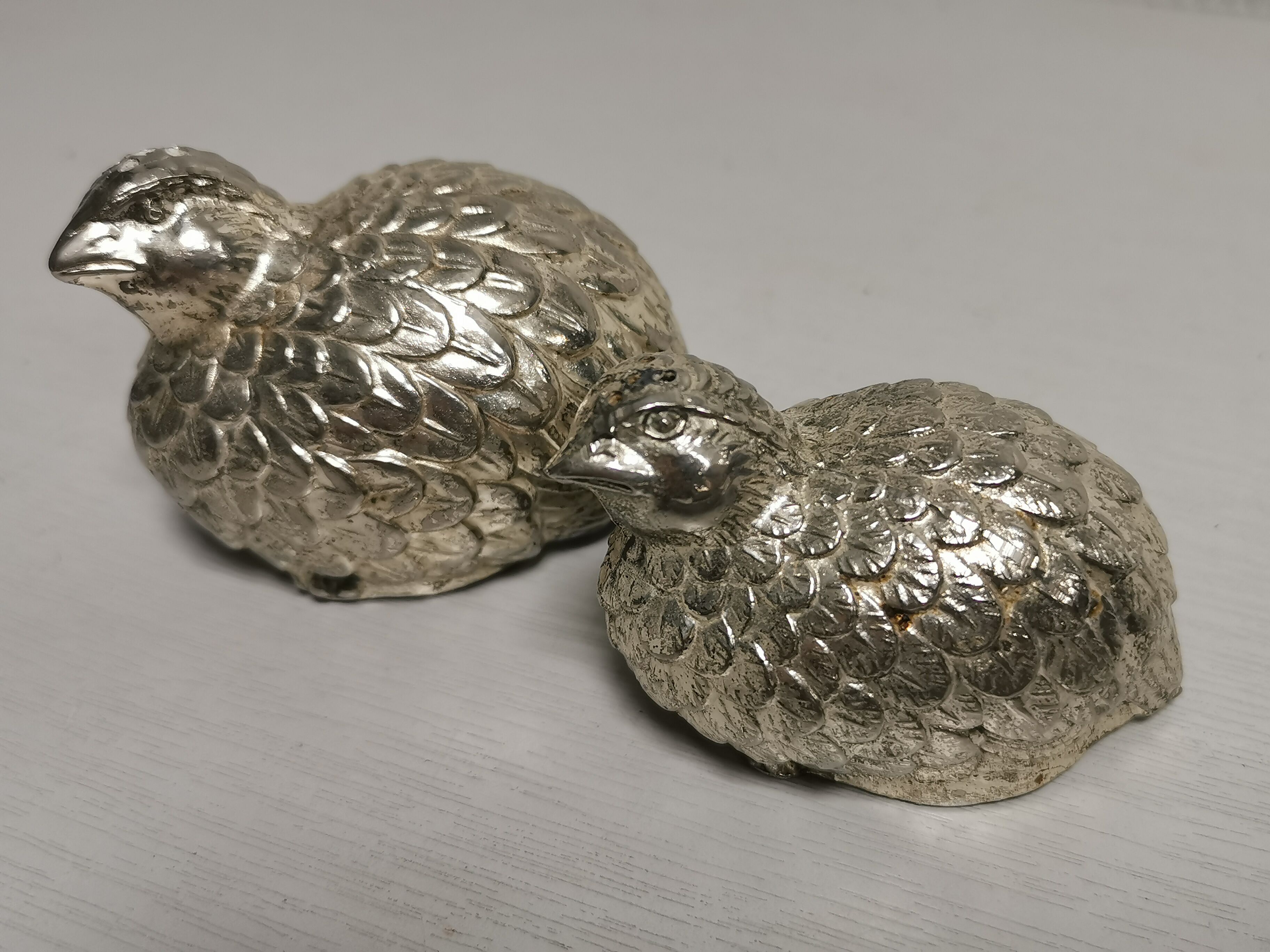 Set Salt + Pepper + Vintage mustard in the shape of birds / quails DLG Mauro Manetti