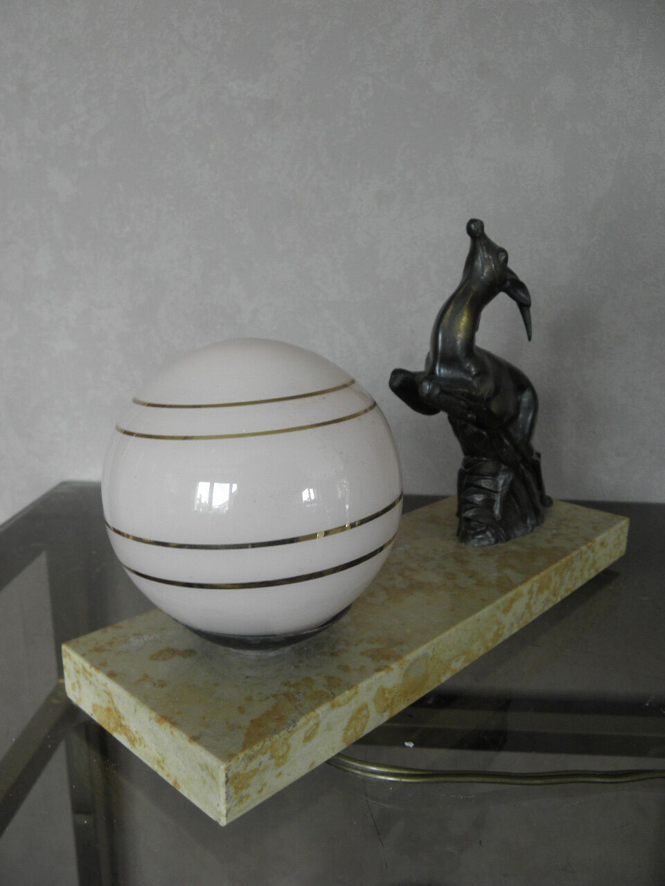 Art Deco marble figurine table lamp