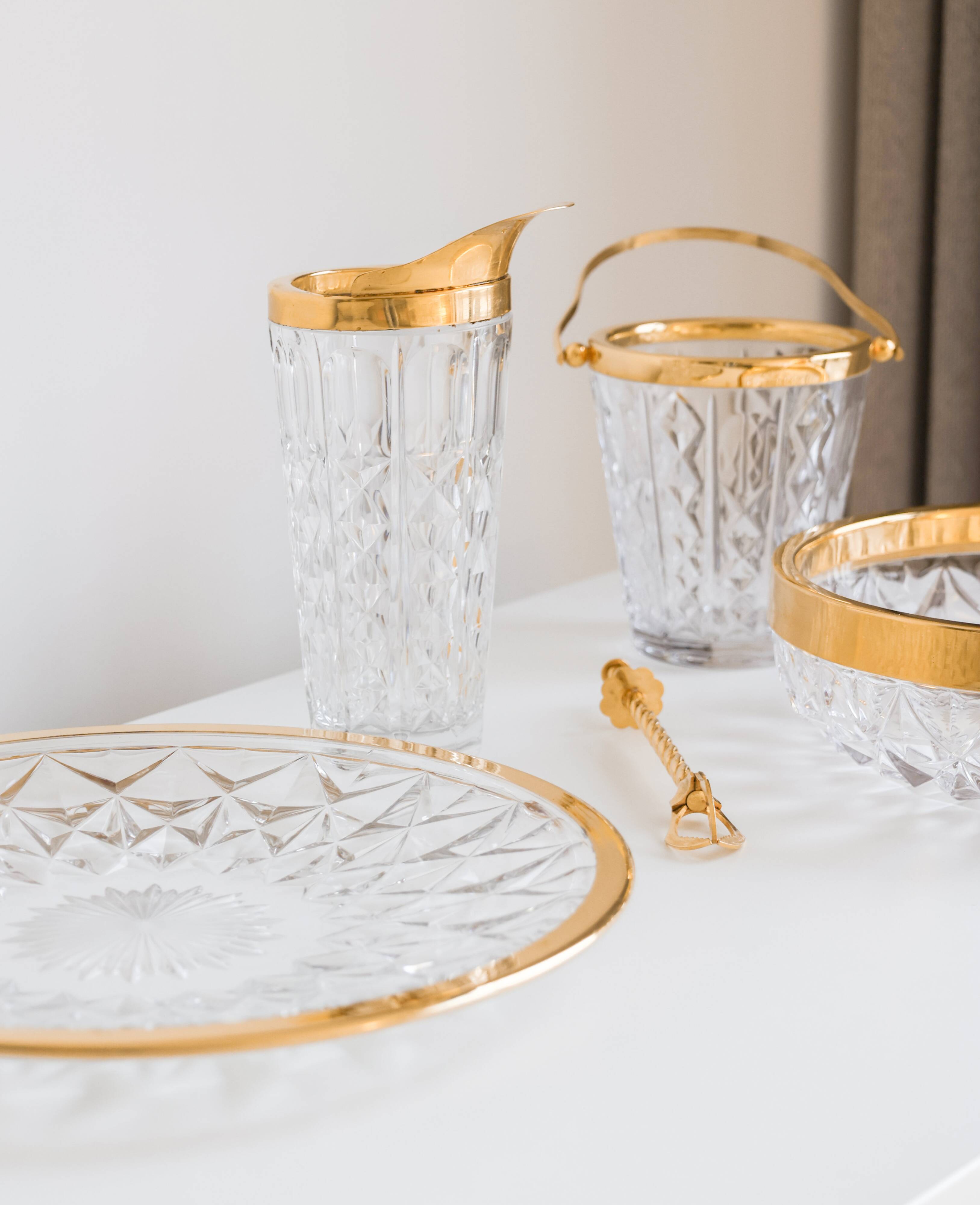 A Val Saint Lambert crystal glass cocktail set, 1970s, Belgium.