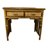 Side table in bamboo and wicker