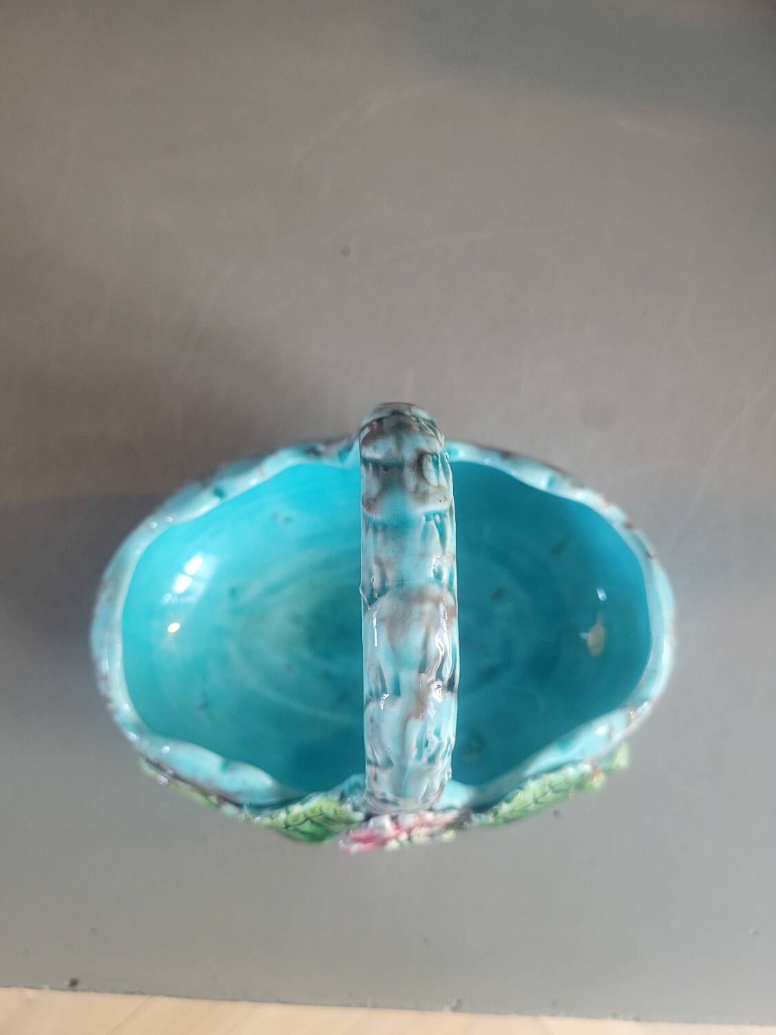 Antique slip basket pot