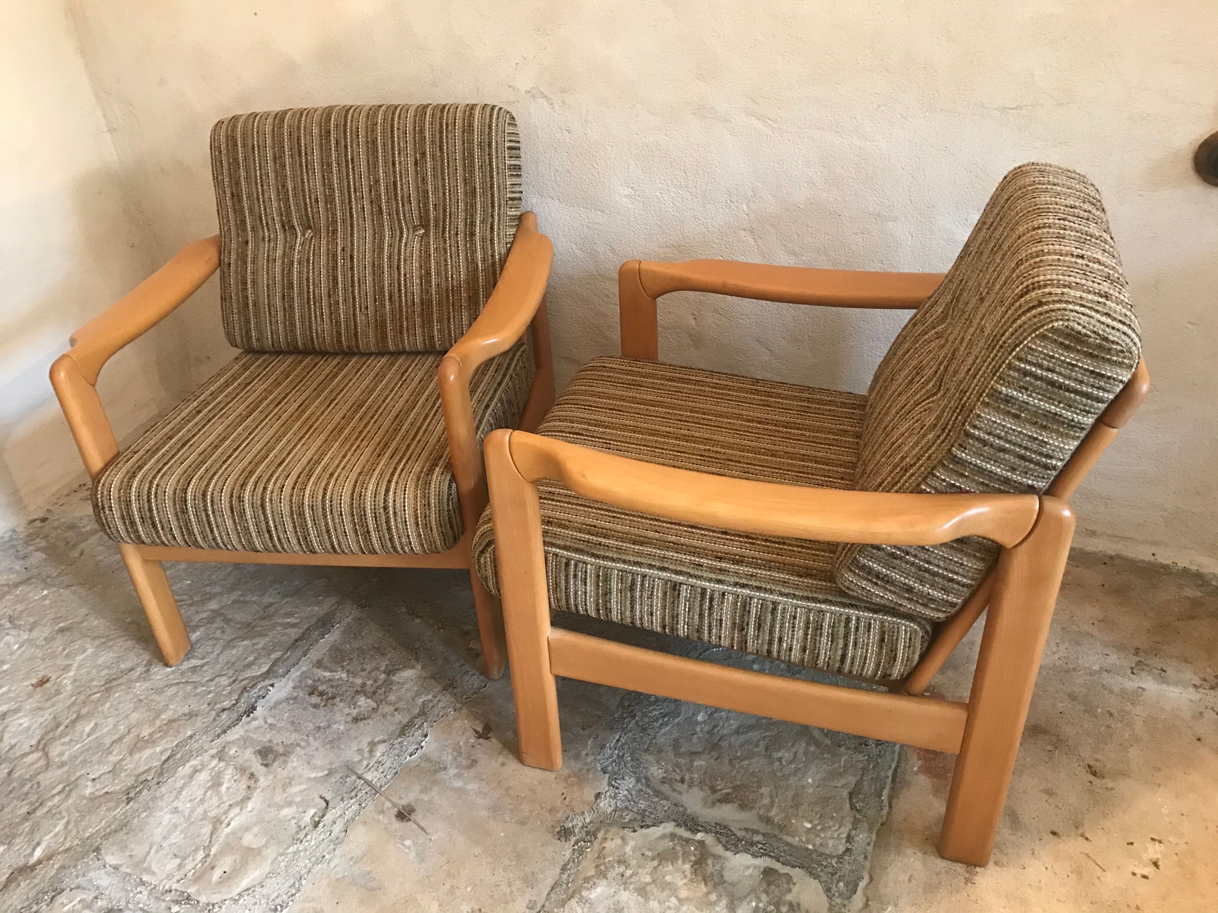 Pair of vintage armchairs midcentury Walter Knoll