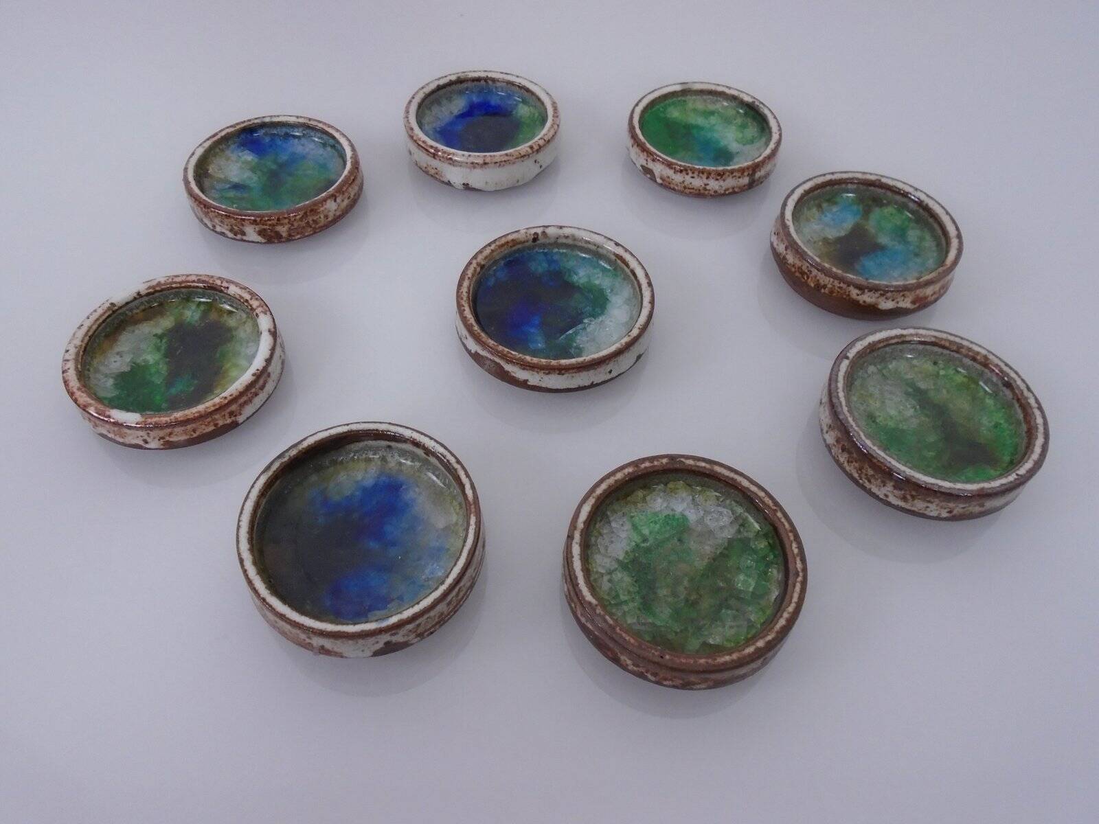 Danish Studio Ceramic Bowls by Jim & Henny Waldorff for Svaneke, 1960s, Set of 9