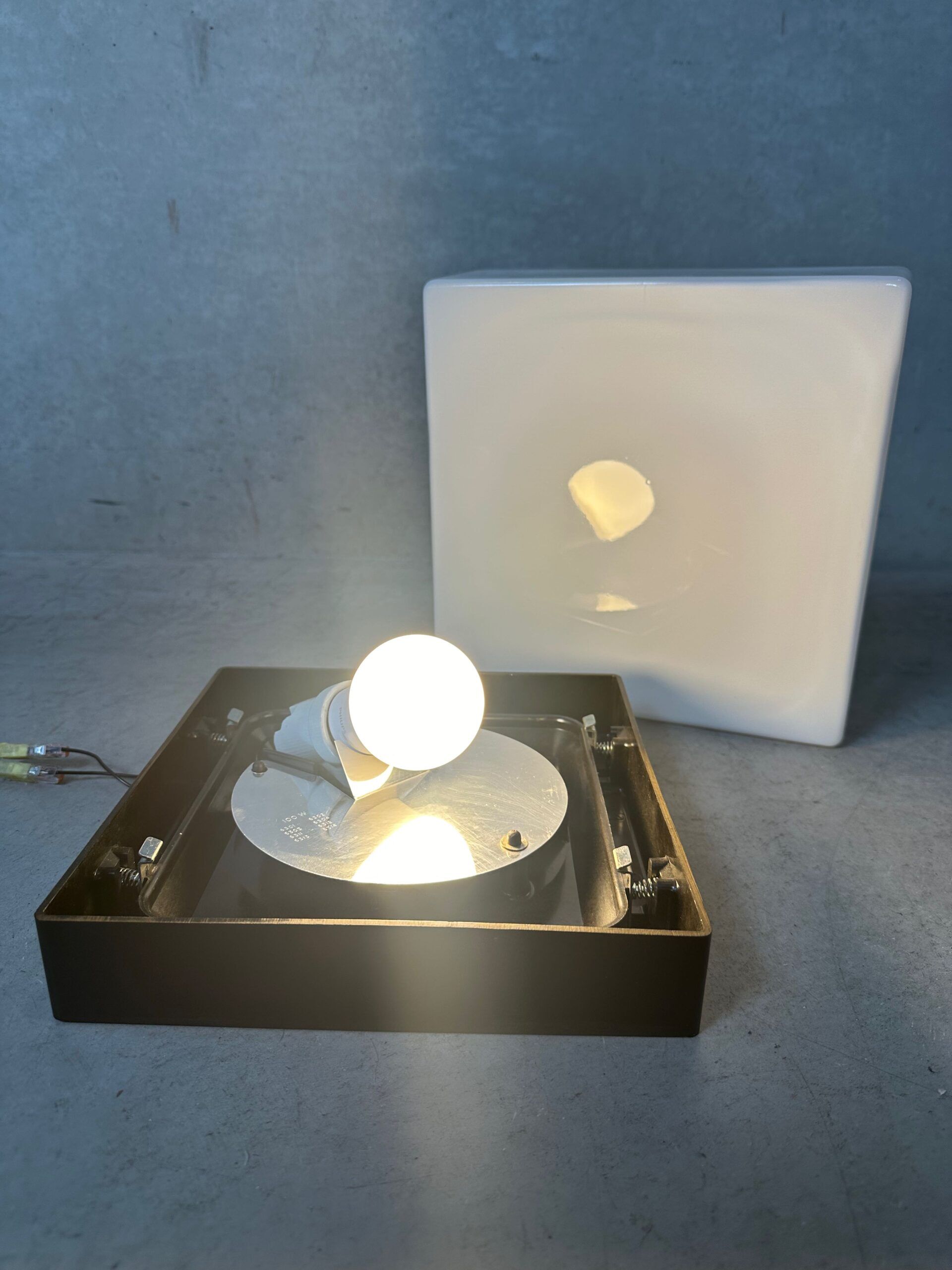 Vintage ceiling lamp – bakelite and opaline