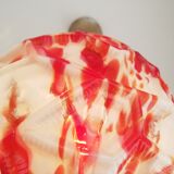 Art deco wood and  murano glass red globe hanging lamp