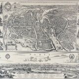 Framed 19th century map of Paris