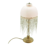 Lamp opaline pink lampshade with glass bead tassels