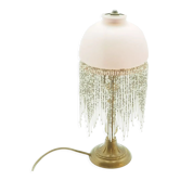Lamp opaline pink lampshade with glass bead tassels