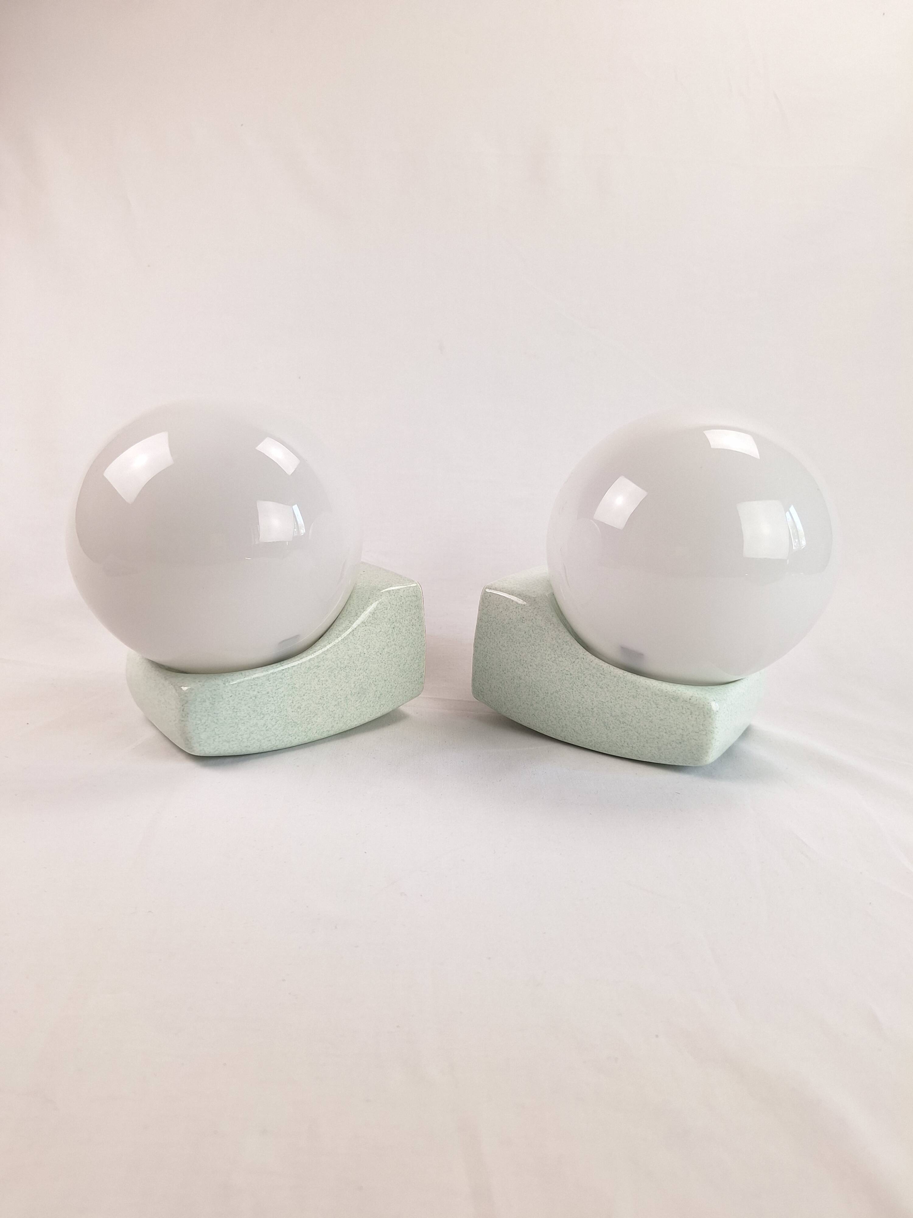 Pair of space age wall lights, art deco bathroom bedside night light