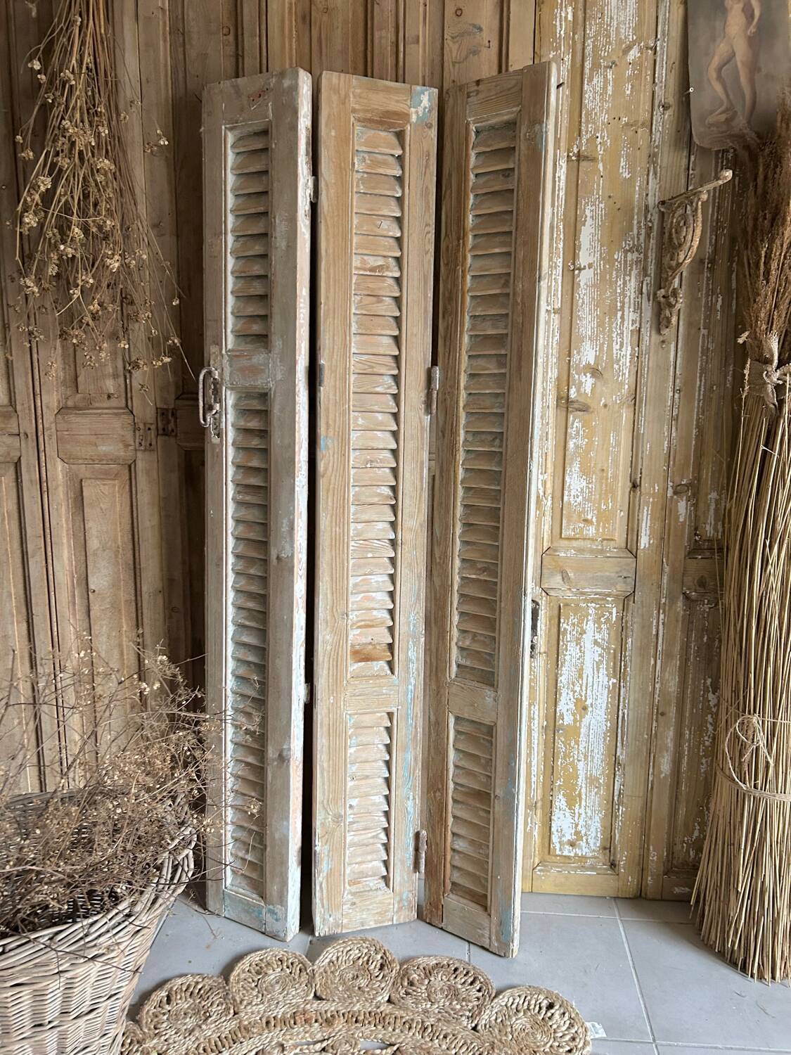 Trio of antique castle shutters