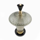 Paire de lampes de table en forme de champignon en verre de Murano et laiton