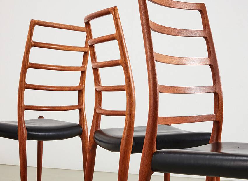 Niels Otto Moller Set of 4 Model 82 Dining Chairs for J.L. Mollers 1971