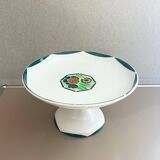 Vintage Sarreguemines earthenware footed dish – floral decoration – 1950s