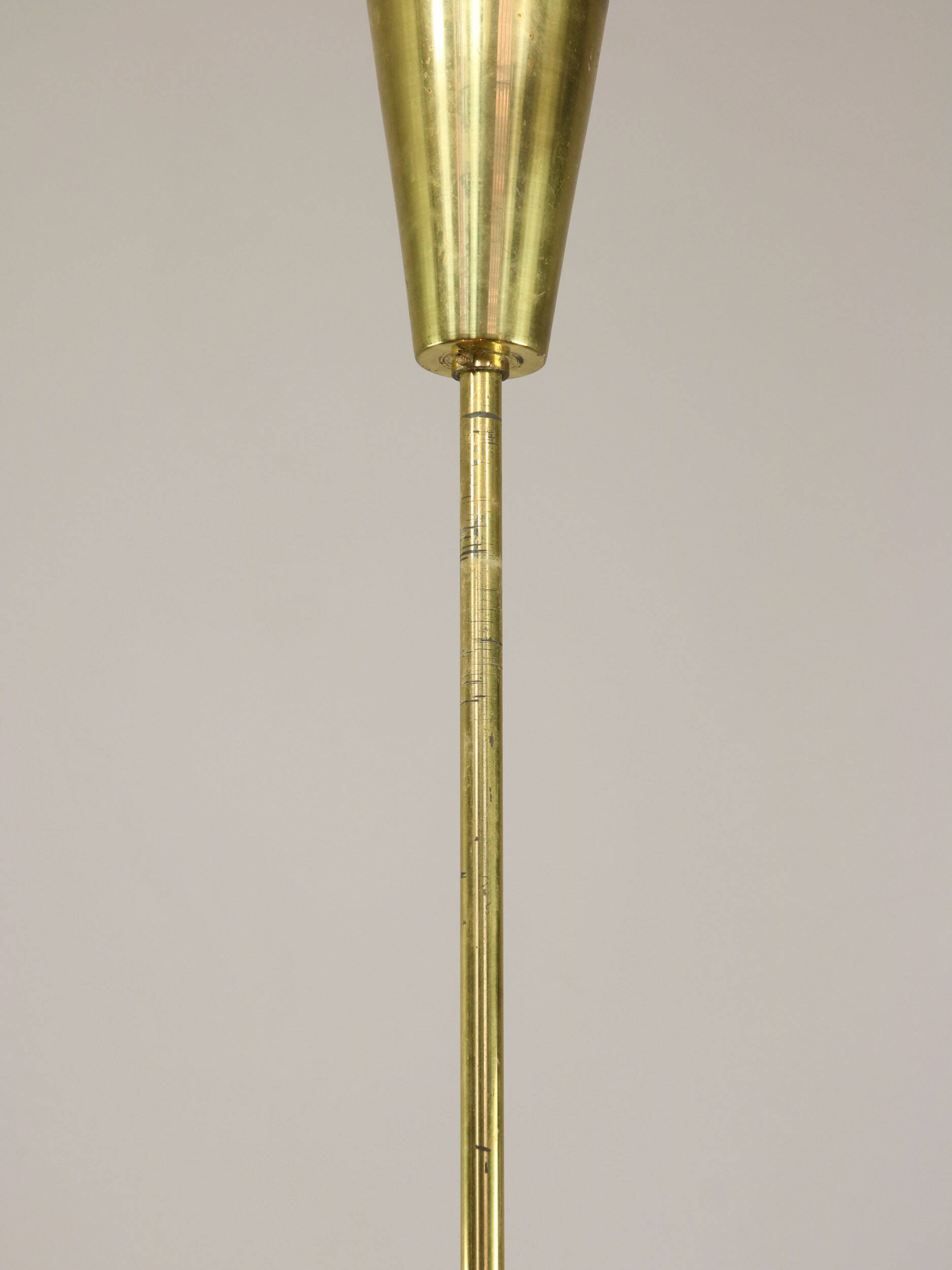 Lustre vintage par JT Kalmar / Vienne années 1960 / Blocs de verre dépoli et base en laiton du milieu du siècle