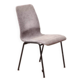 Grey fabric chair with pattern and black legs