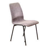 Grey fabric chair with pattern and black legs