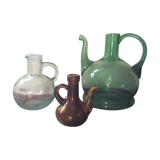 Series of 3 vintage glass carafes