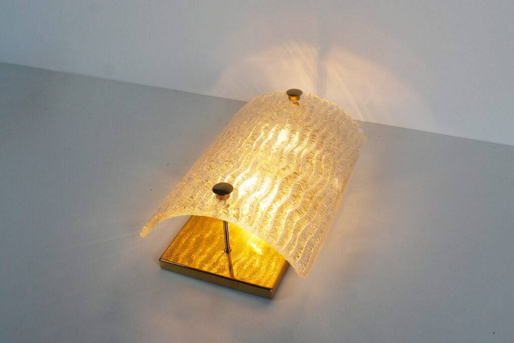 Set (2) of 1970s Italian brass & Murano glass wall lights