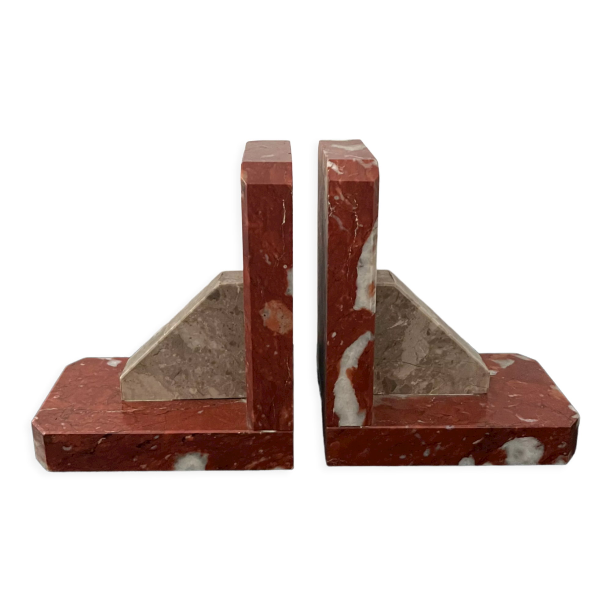 Pair of Art Deco Red Marble Bookends