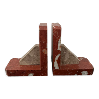 Pair of Art Deco Red Marble Bookends