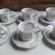 6 tasses Niderviller blanches et roses à décor de fleurs