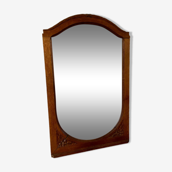 Rounded Art Deco wood mirror