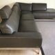 Grey leather corner sofa Roche Bobois, removable.