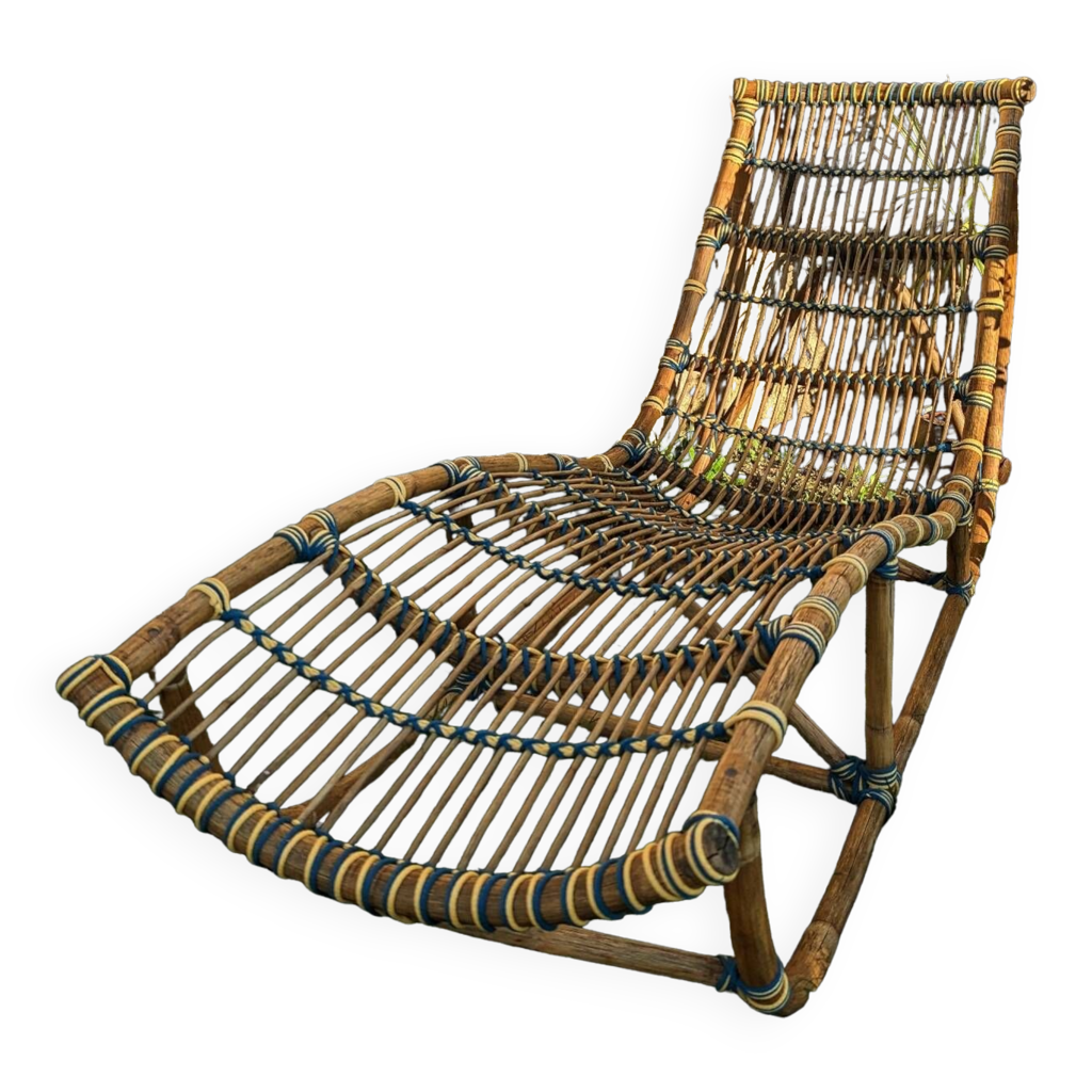 Chaise longue en rotin Selency
