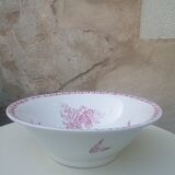 Salad bowl with pink decoration in iron earth
