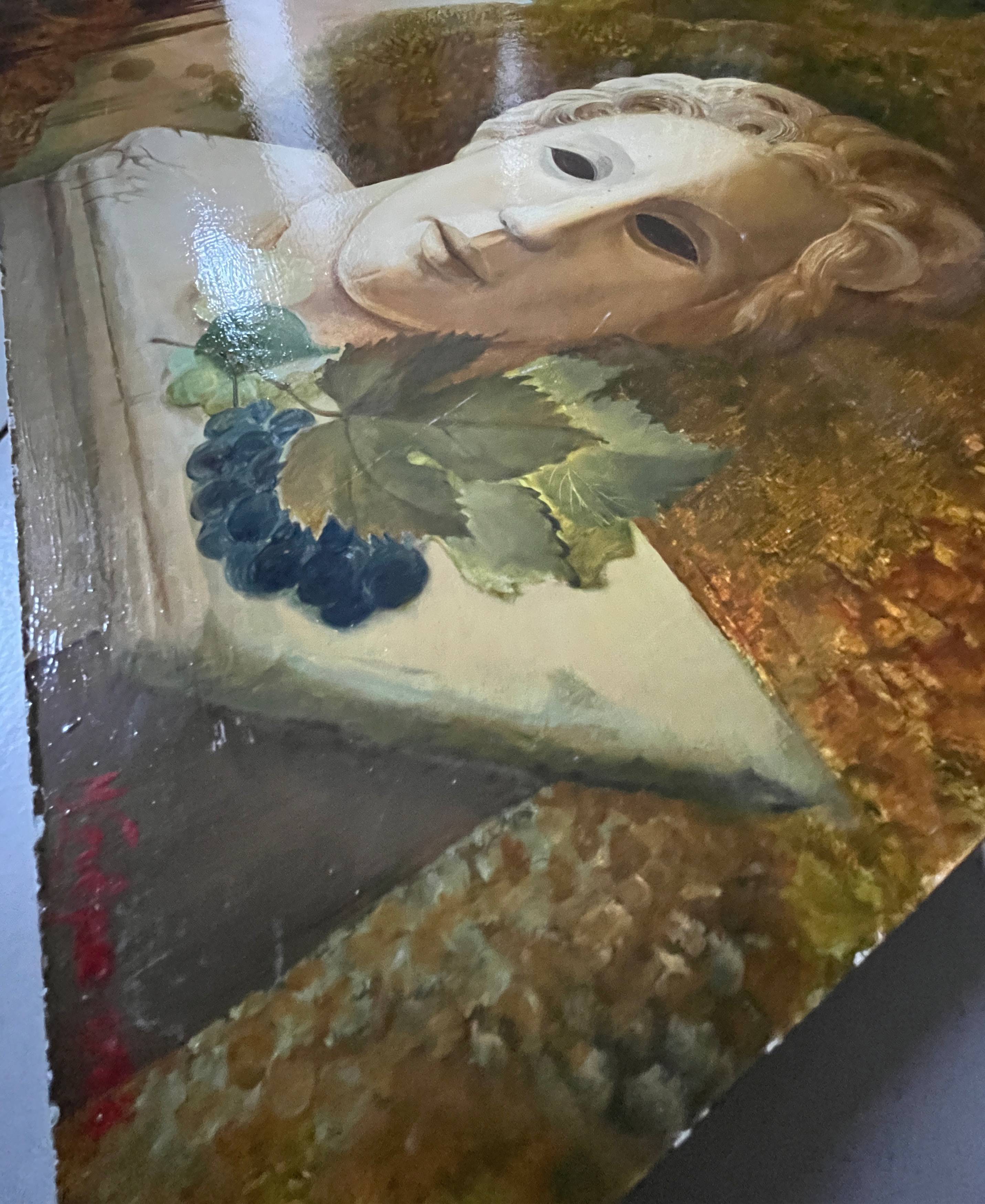 HSP Painting Allegorical Still Life Sculpture Pedestal Marine