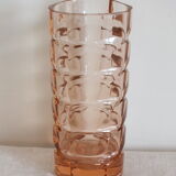 Vintage faceted pink glass vase